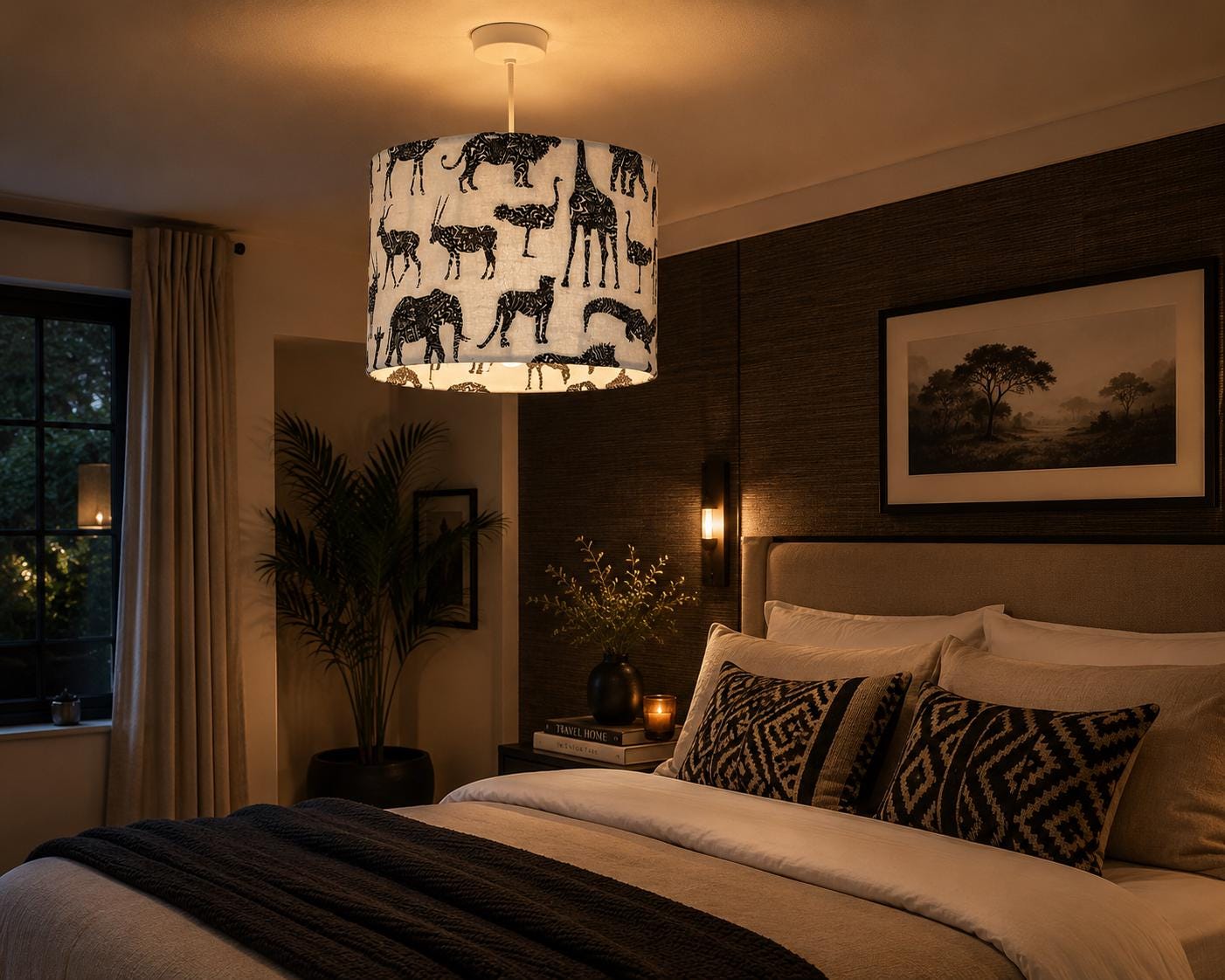 Animal Print Drum Lampshade: Neutral Safari Nursery Decor, 30cm