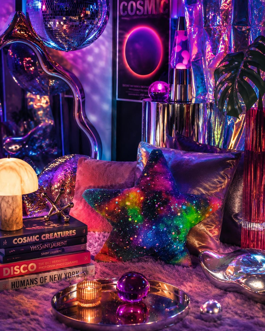 Galaxy Star Cushion: Vibrant Space Decor Pillow