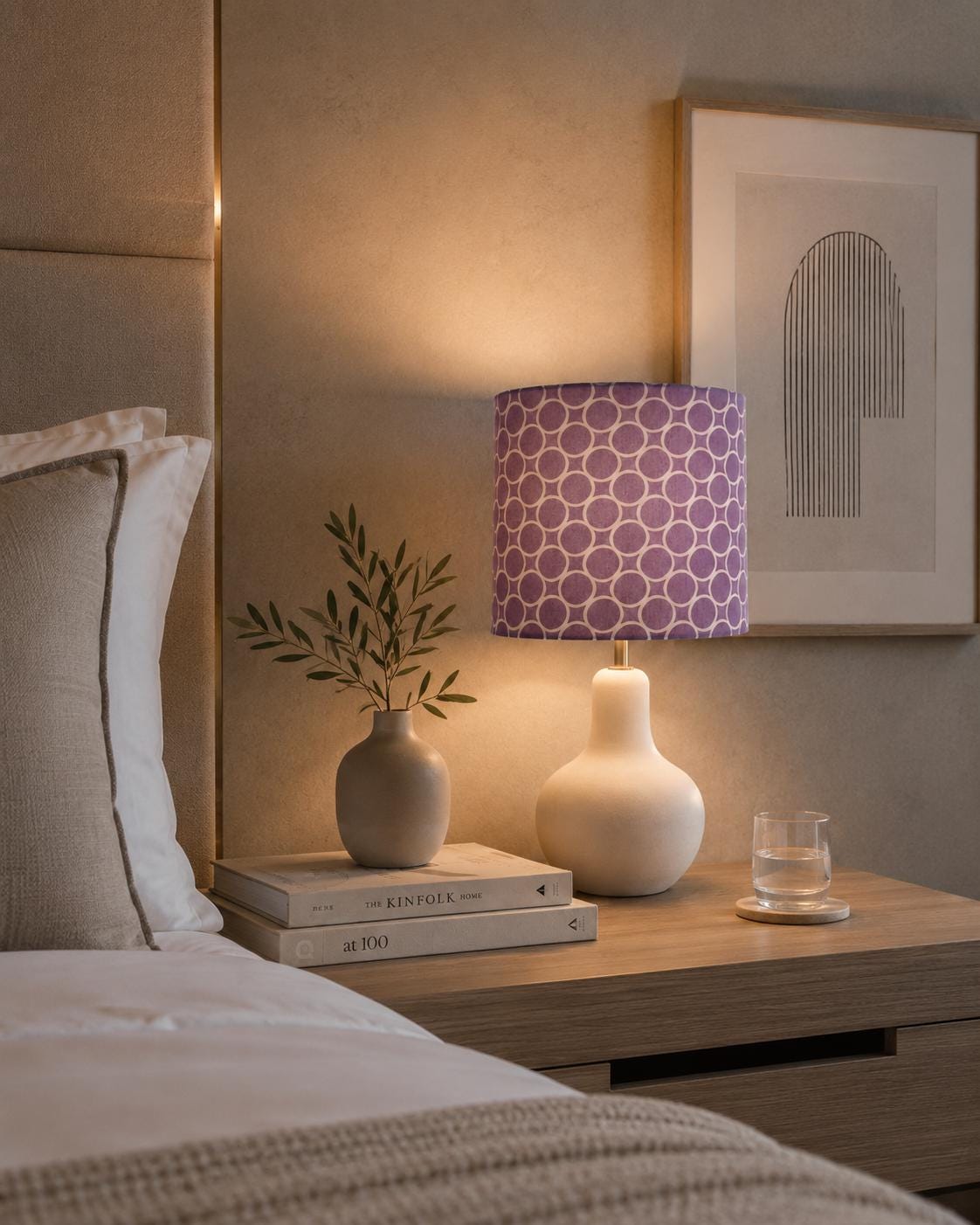 Purple Ombre Lampshade: Geometric Print, Girl's Room Decor