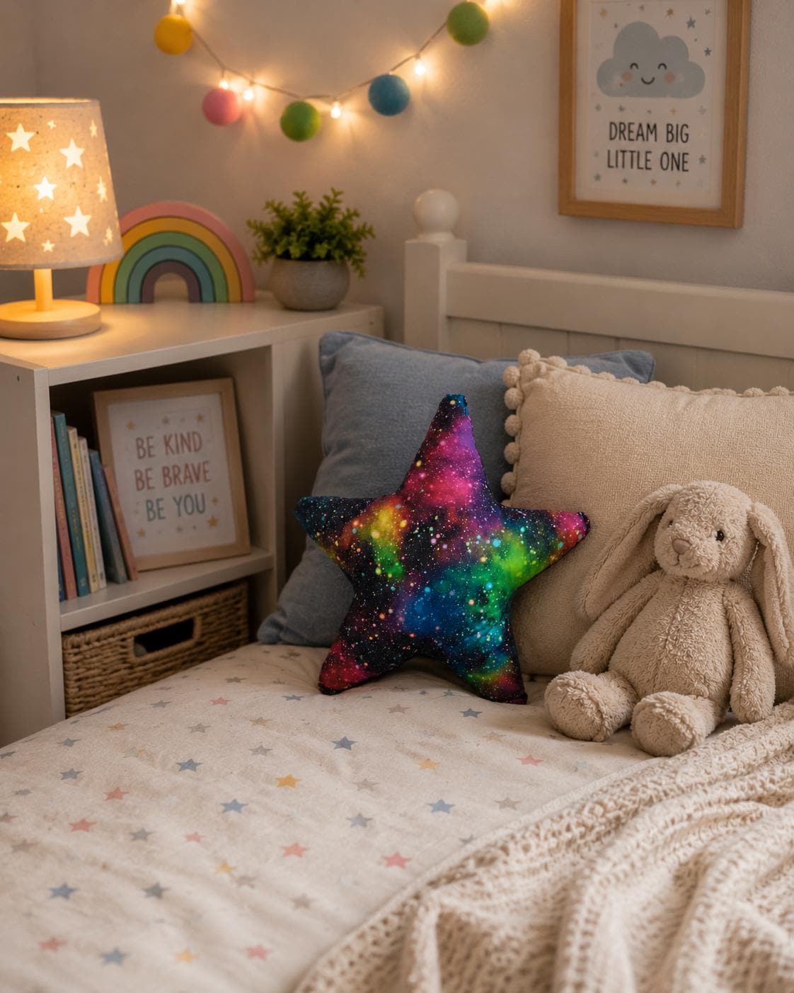 Galaxy Star Cushion: Vibrant Space Decor Pillow