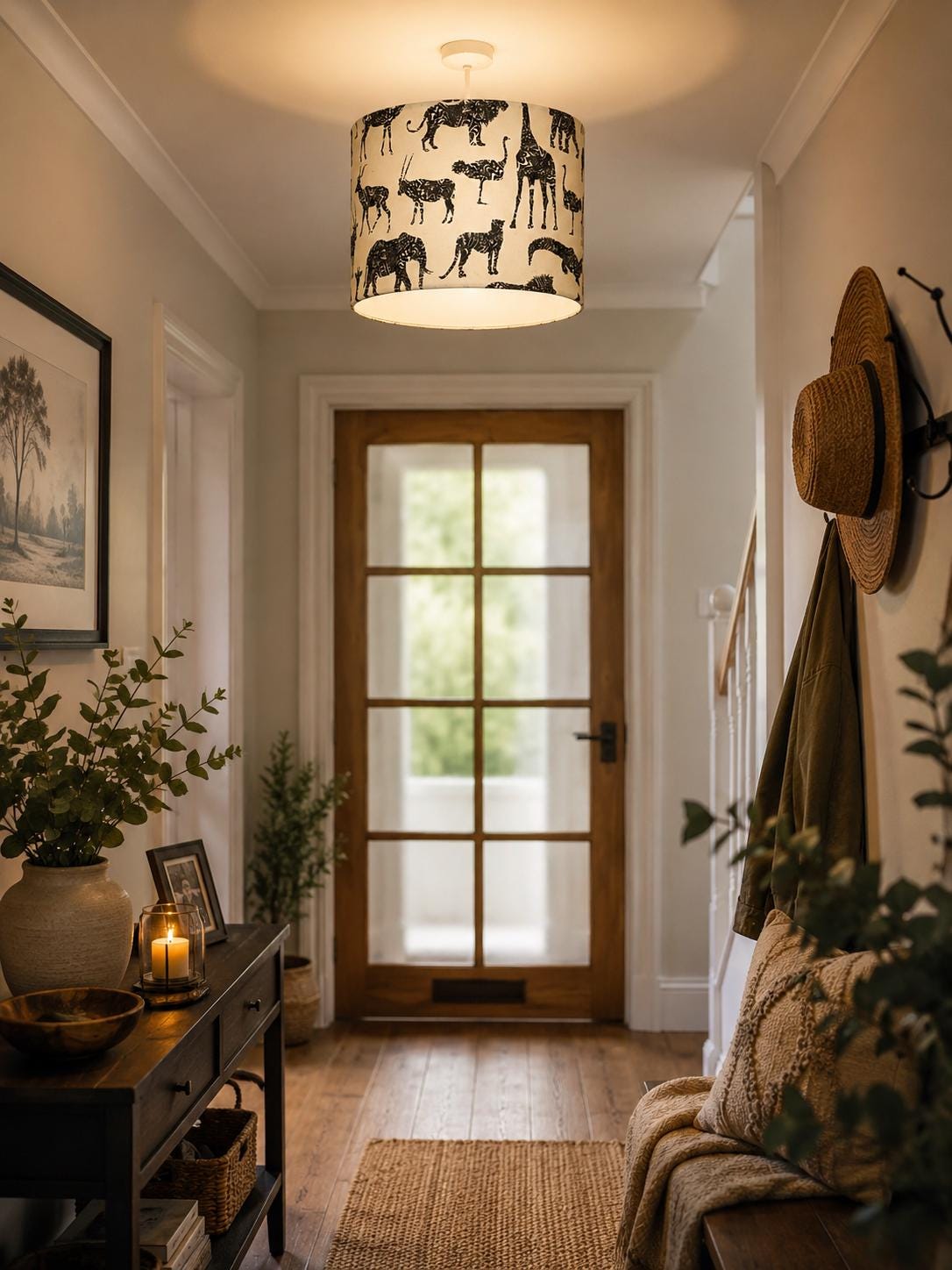 Animal Print Drum Lampshade: Neutral Safari Nursery Decor, 30cm
