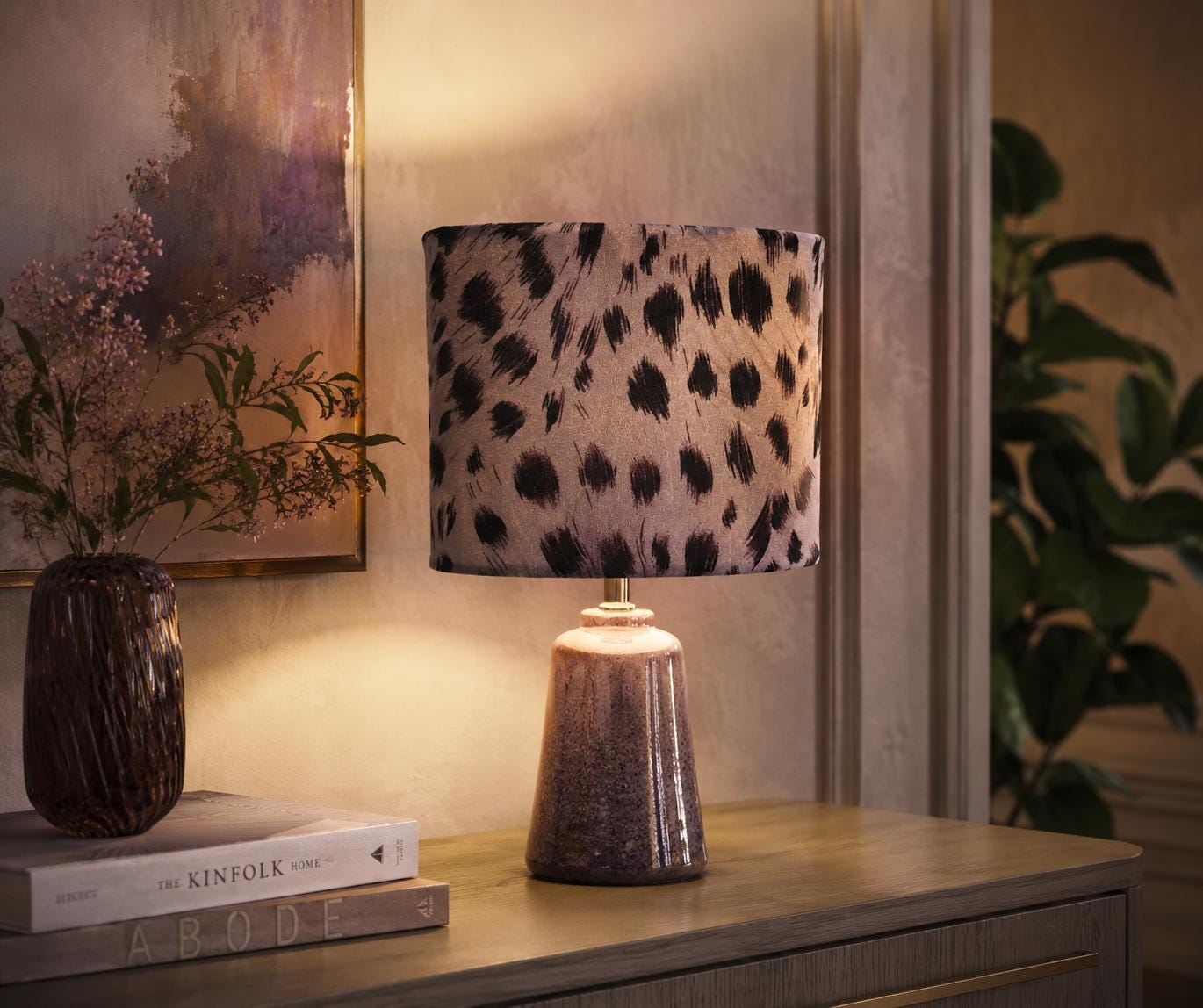 Animal Print Oval Lampshade: Purple Accent Lighting, Kid's Room Decor