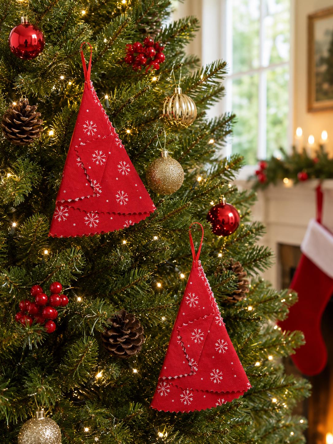 Handsewn Fabric Christmas Tree Ornament: Eco-Friendly Decor