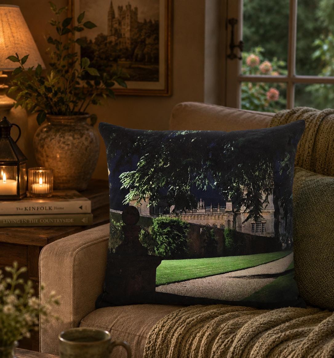 Grimsthorpe Castle Cushion Cover | Heritage Style, Hand-Dyed Backing (30x30cm)