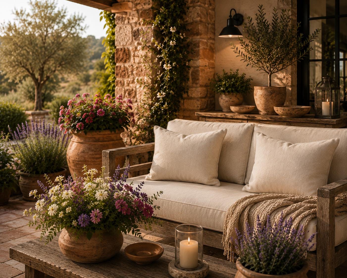 Waterproof Outdoor Cushions: Neutral Beige Garden Pillows (Set of 2)