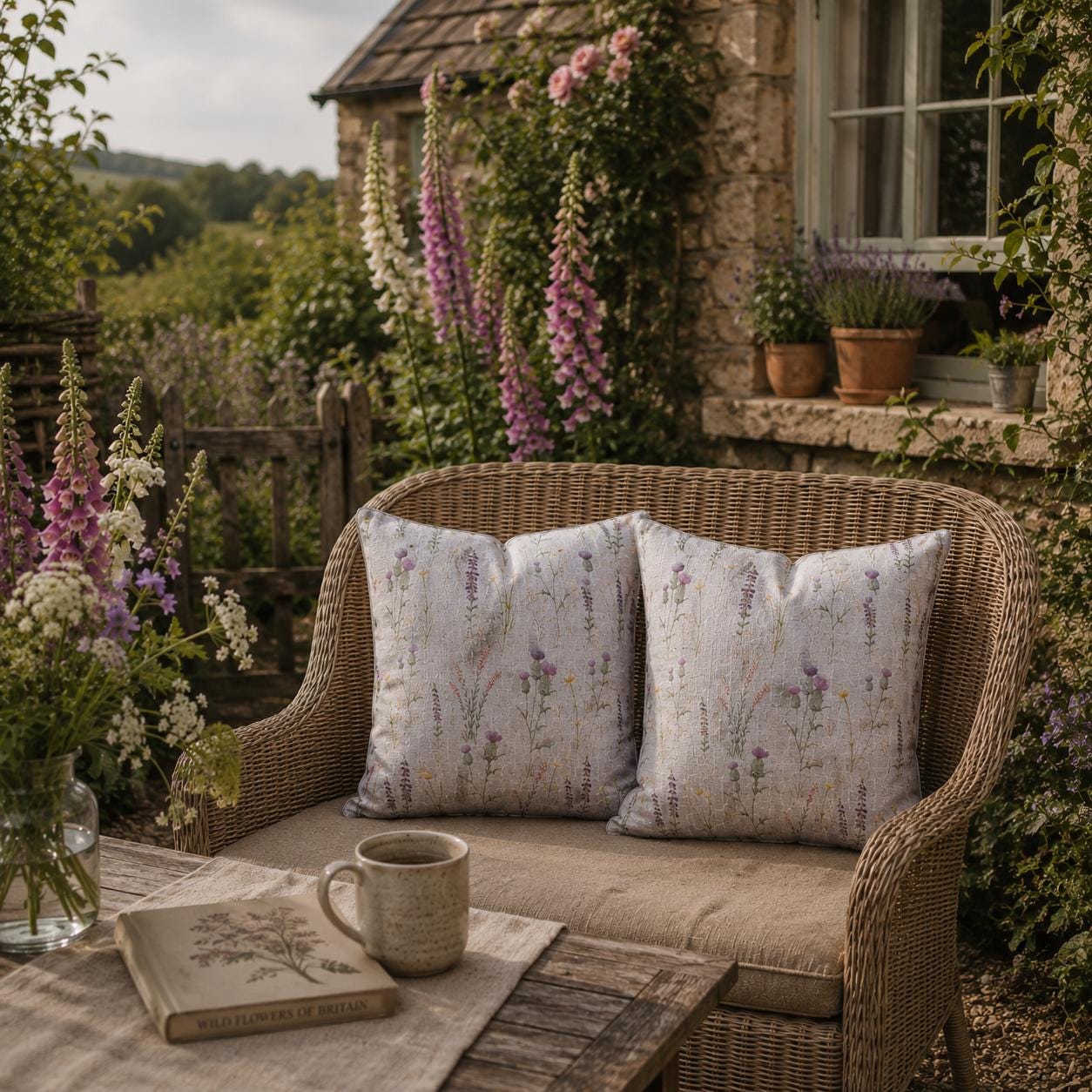 Floral Outdoor Cushions: Water Resistant Patio Pillows, Set of 2
