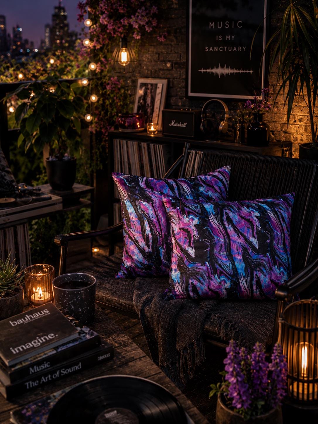 Water-Resistant Marble Print Outdoor Cushions: Stylish Patio Decor (45cm x 35cm)
