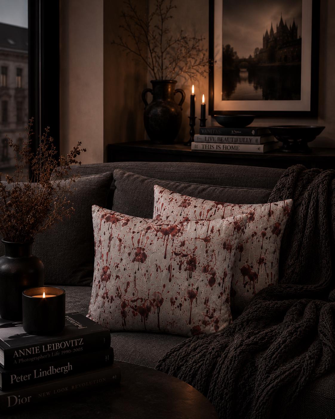 Bloody Handprint Halloween Pillow Covers: Alternative Horror Decor (Set of Two)