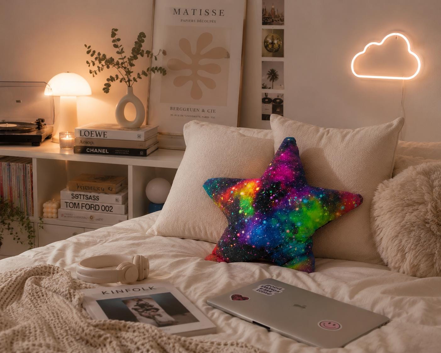 Galaxy Star Cushion: Vibrant Space Decor Pillow
