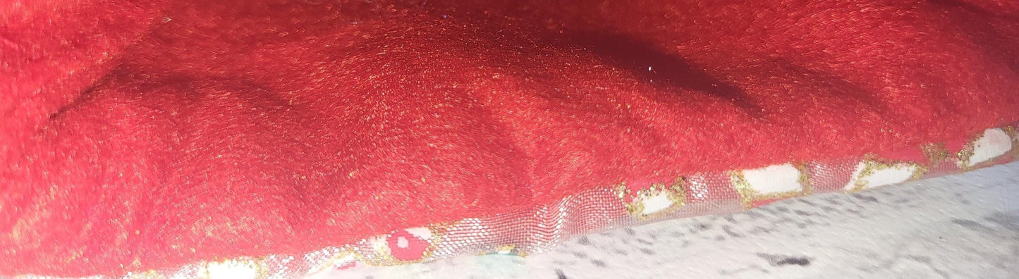Handmade Christmas Stocking: Red Candy Cane Fabric, Silver Velvet Trim
