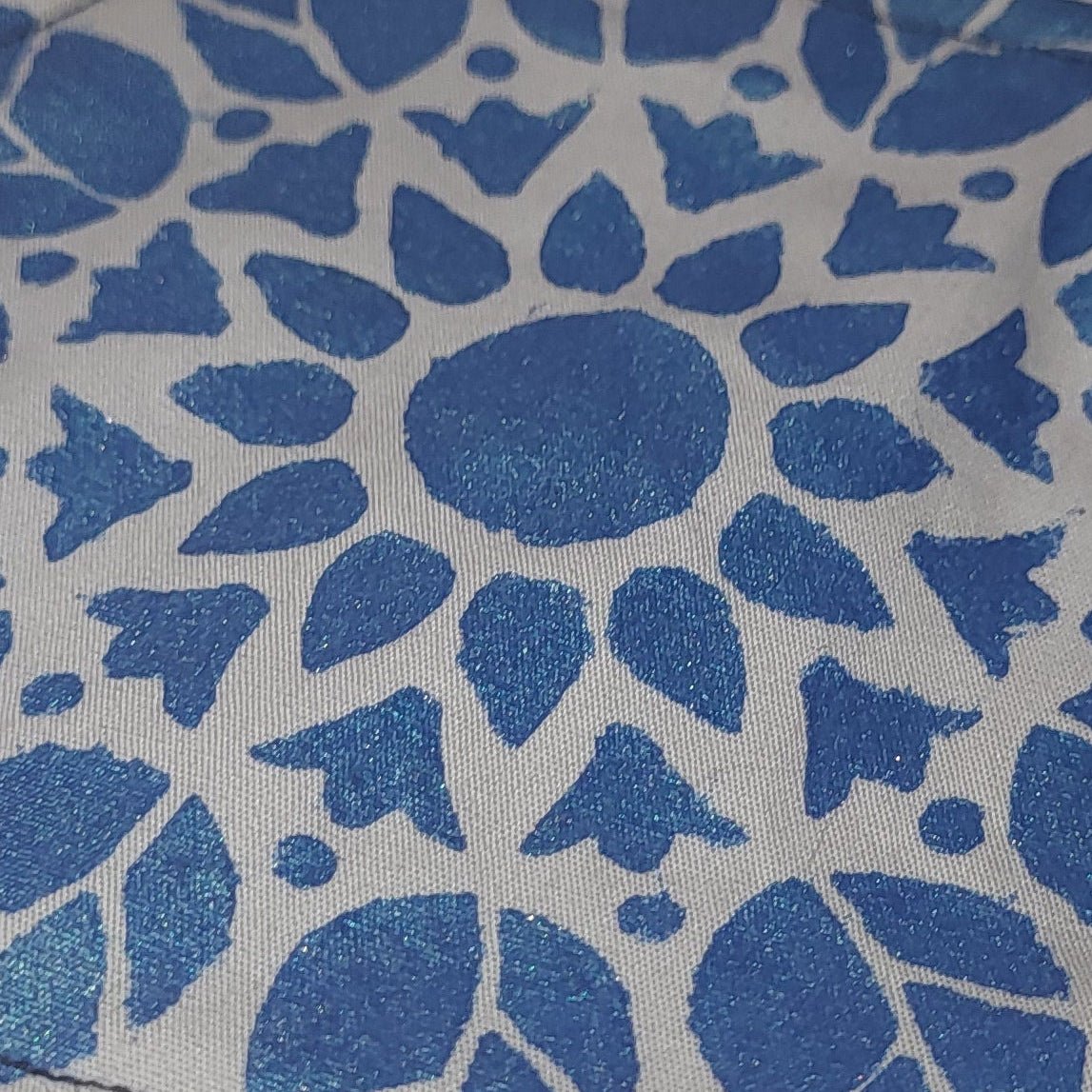 Mandala Print Hexagonal Coasters: Metallic Blue & Purple, Set of 5 - KJ Designs