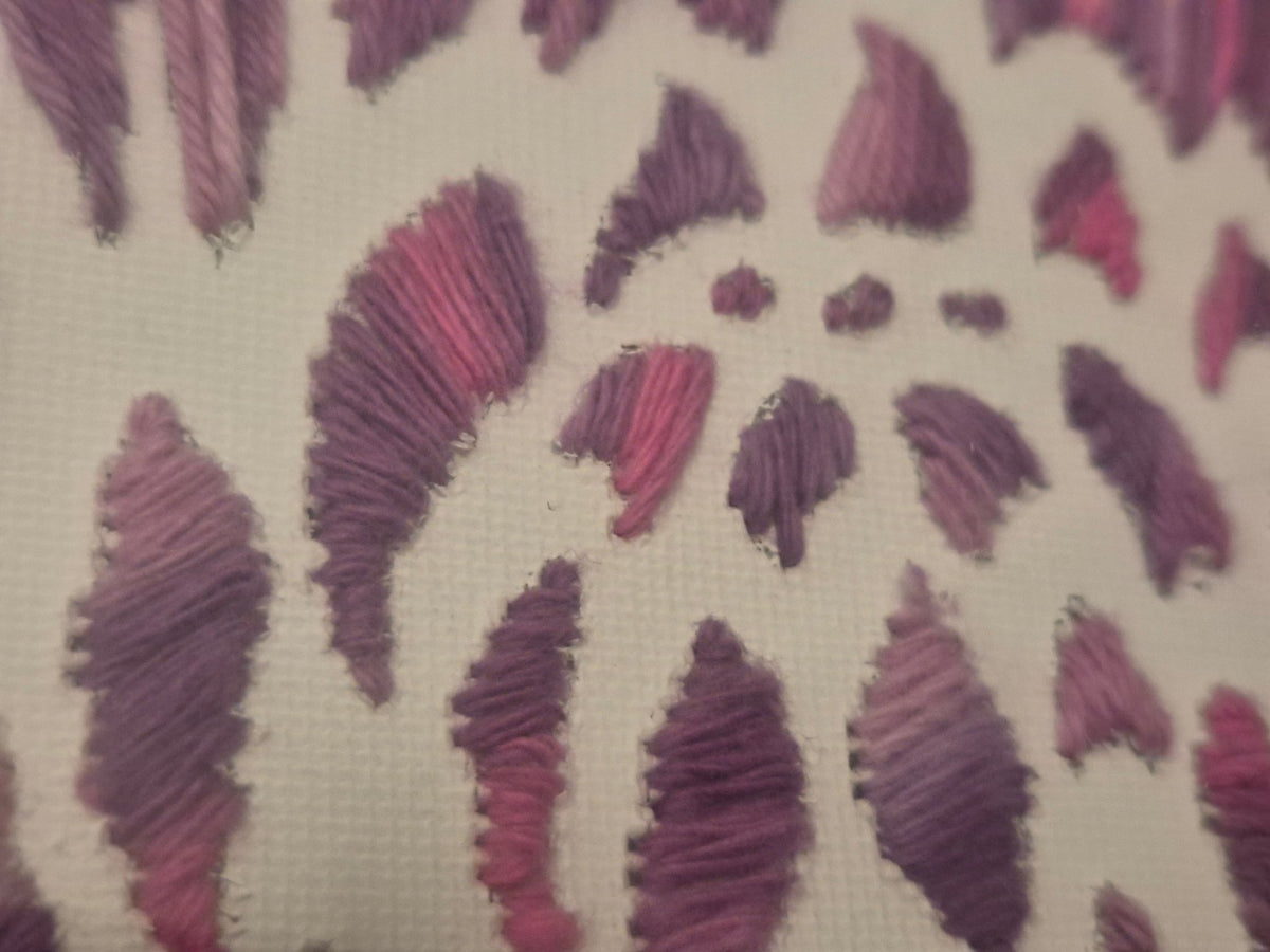 Pink and Purple Ombre Flower Embroidered Wall Art - KJ Designs