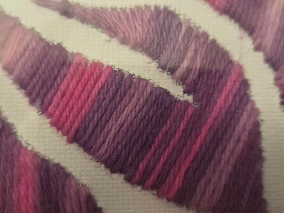 Pink and Purple Ombre Flower Embroidered Wall Art - KJ Designs