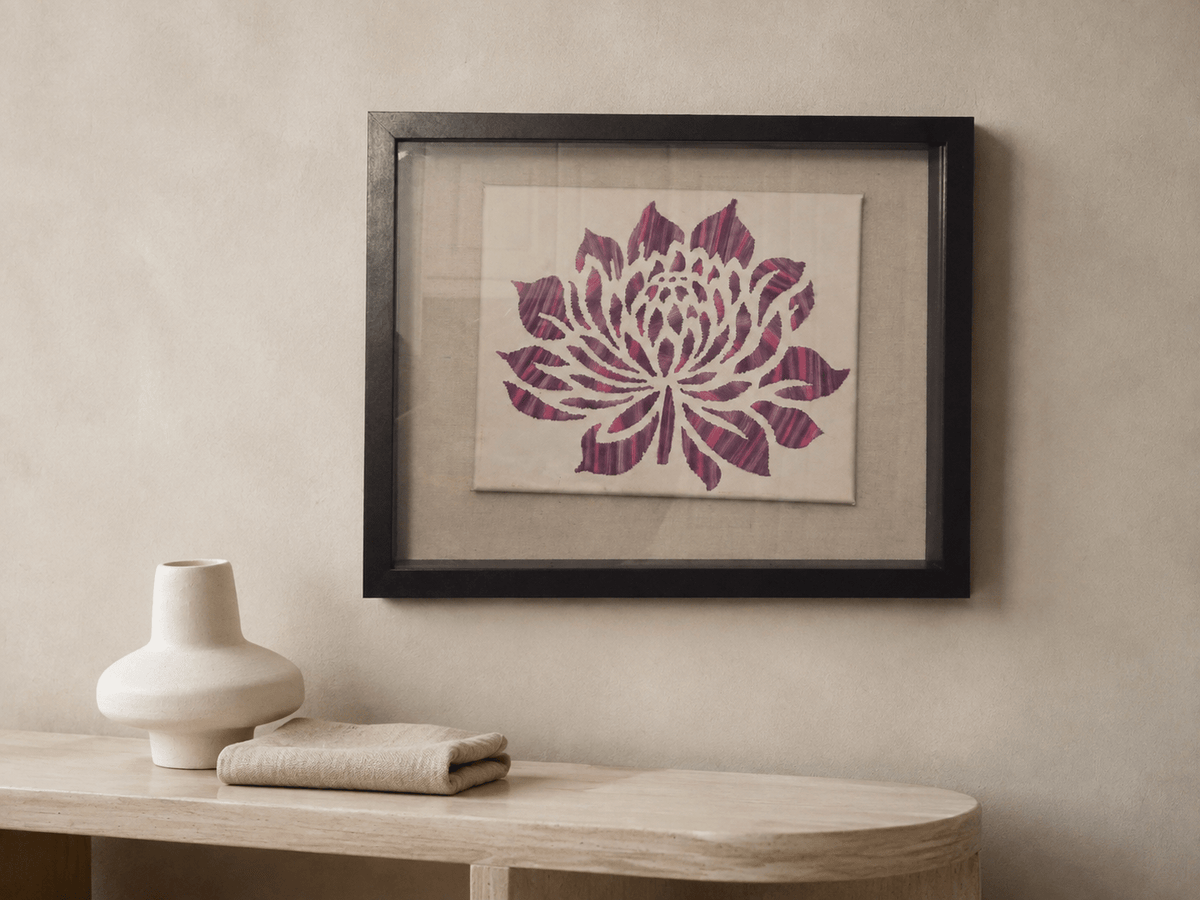 Pink and Purple Ombre Flower Embroidered Wall Art - KJ Designs