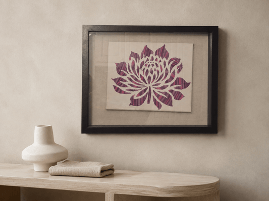 Pink and Purple Ombre Flower Embroidered Wall Art - KJ Designs