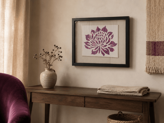 Pink and Purple Ombre Flower Embroidered Wall Art - KJ Designs