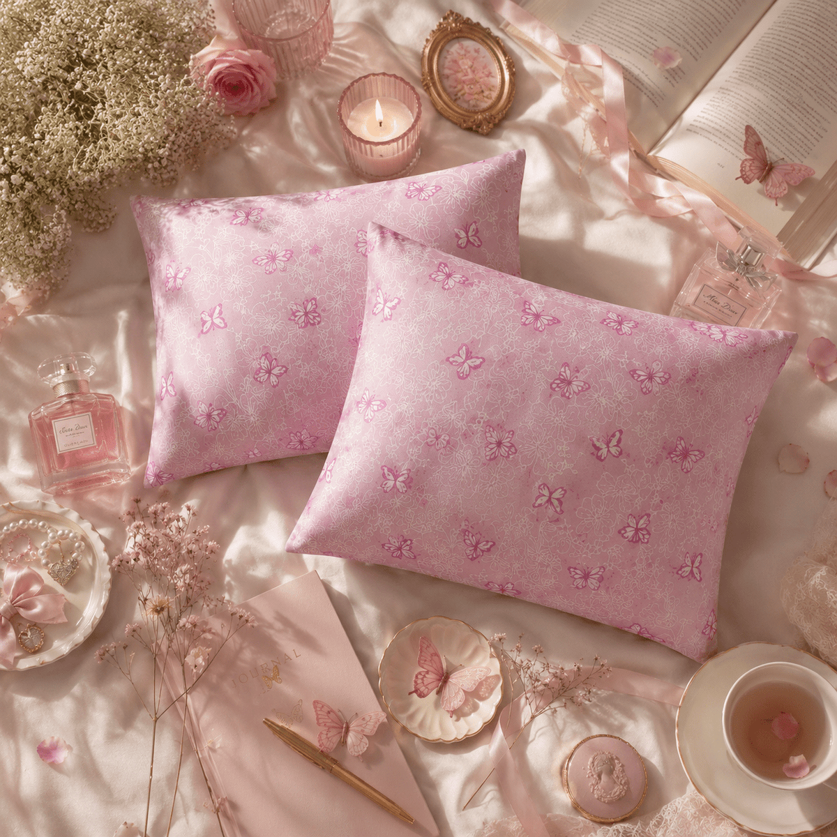 Pink Butterfly Cushions: Girl's Nursery Decor, Summer Accents (Set of 2) - KJ Designs