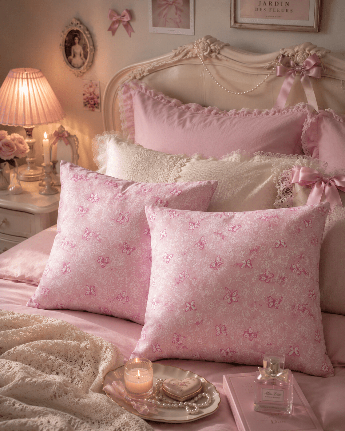 Pink Butterfly Cushions: Girl's Nursery Decor, Summer Accents (Set of 2) - KJ Designs