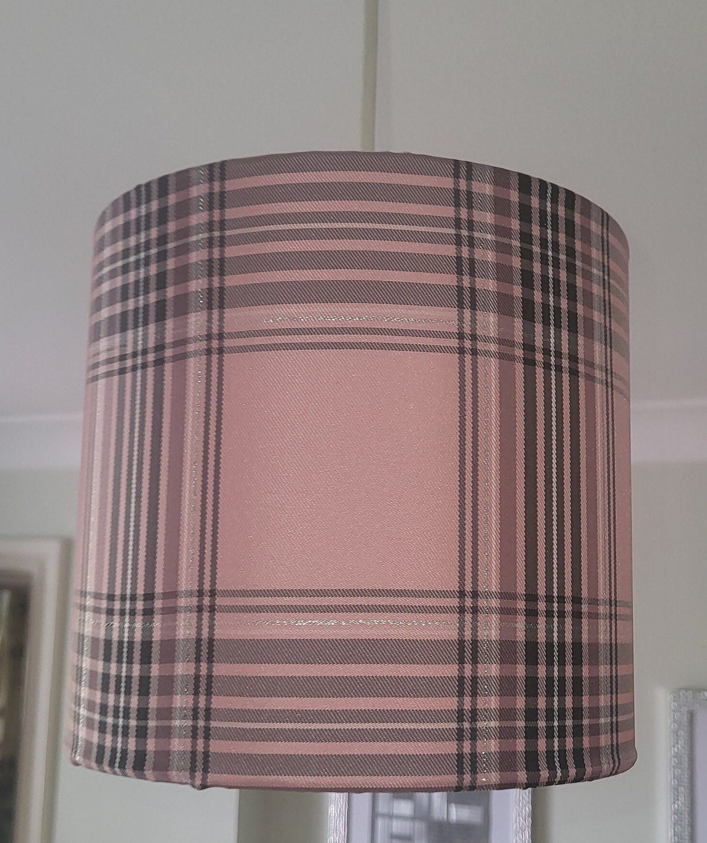 Pink Plaid Lampshade: Tartan Family Room Decor, 20cm - KJ Designs