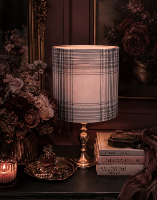 Pink Plaid Lampshade: Tartan Family Room Decor, 20cm - KJ Designs