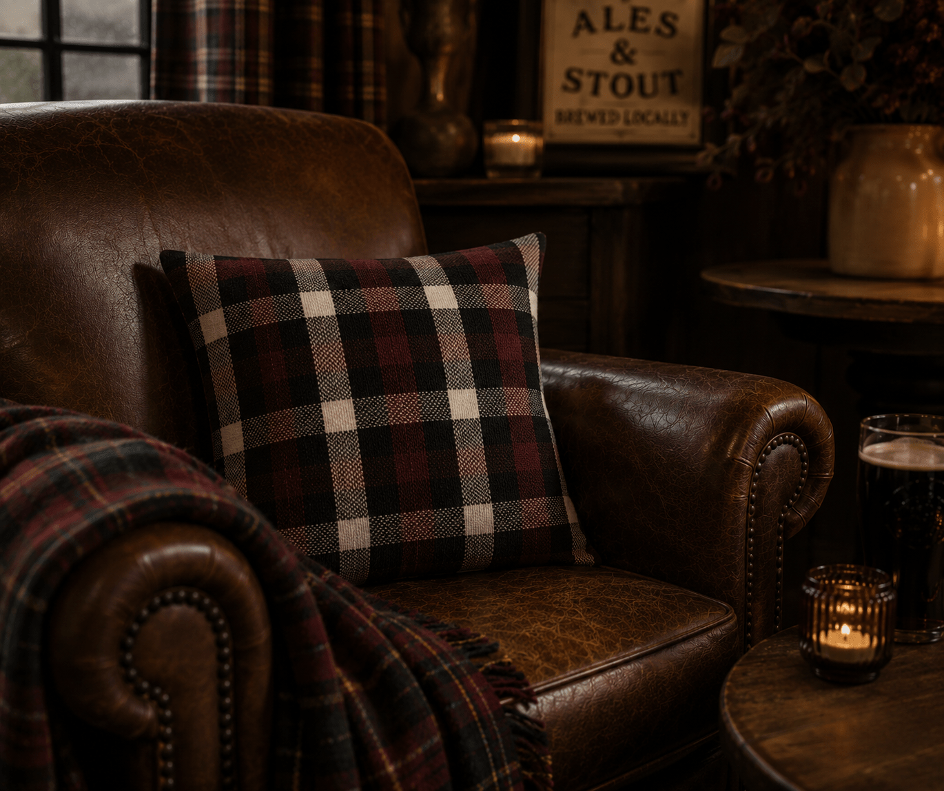 Plaid Throw Pillows: Purple & Black Tartan Cushions, Woven Cotton (Pair) - KJ Designs