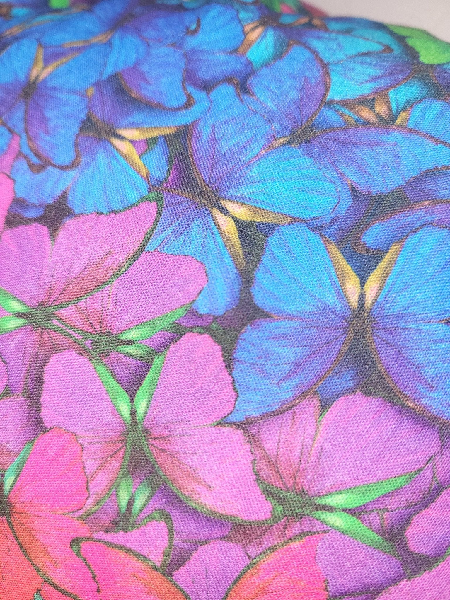Rainbow Butterfly Print Heart Cushion: Vibrant Girls Room Decor - KJ Designs