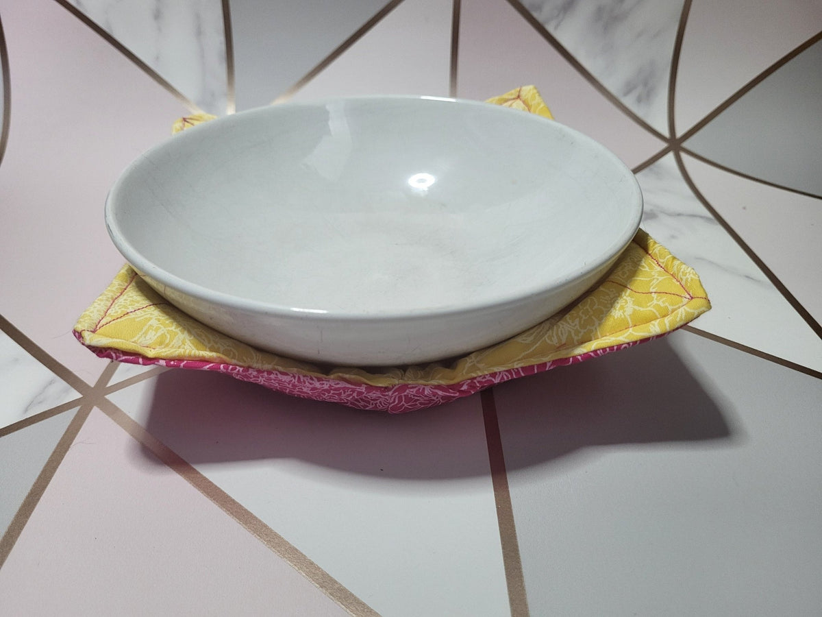 Reversible Floral Bowl Cozy: Eco-Friendly Hot Bowl Holder - KJ Designs