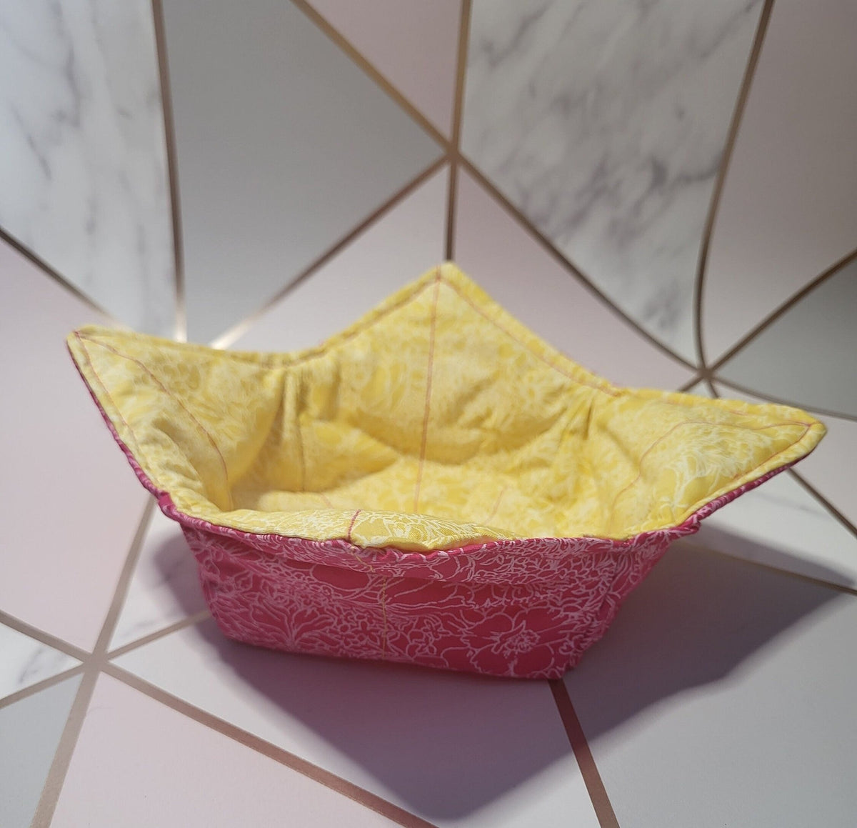 Reversible Floral Bowl Cozy: Eco-Friendly Hot Bowl Holder - KJ Designs