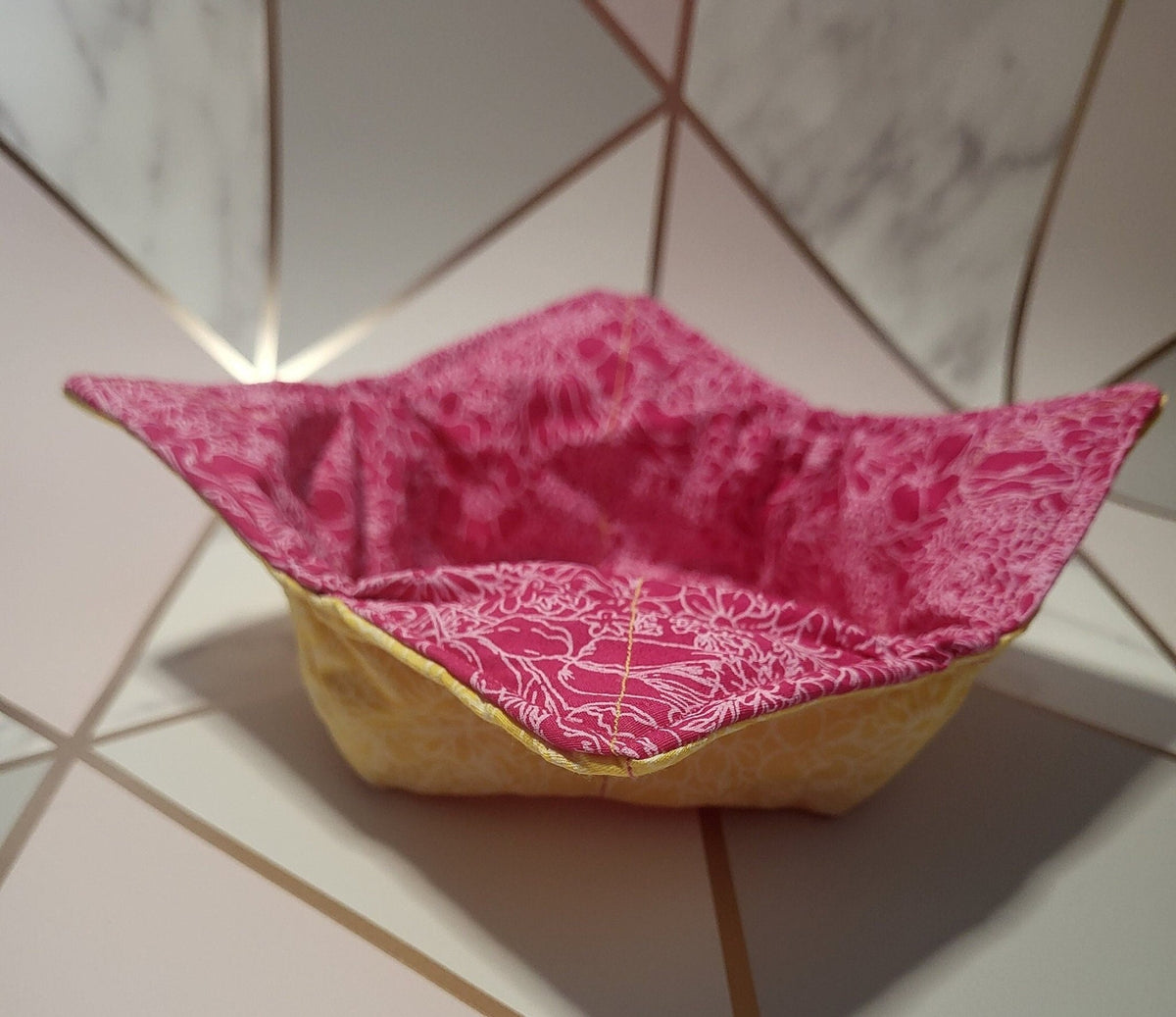 Reversible Floral Bowl Cozy: Eco-Friendly Hot Bowl Holder - KJ Designs