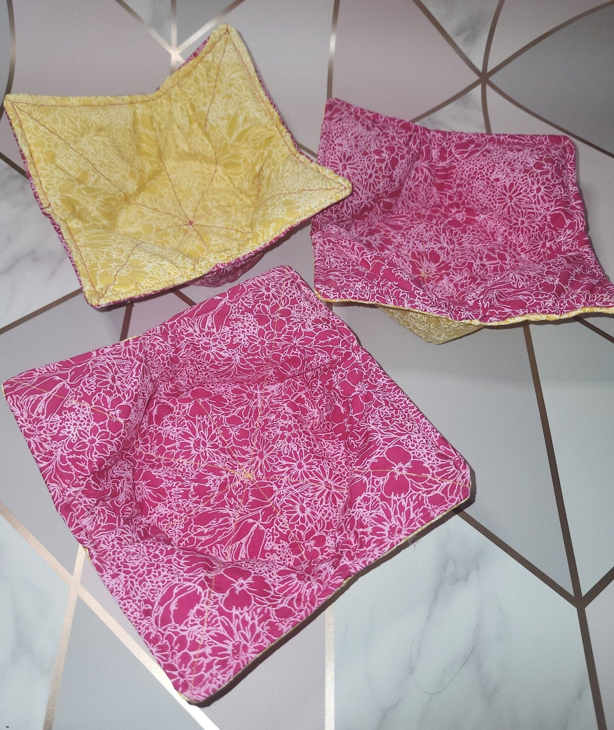 Reversible Floral Bowl Cozy: Eco-Friendly Hot Bowl Holder - KJ Designs