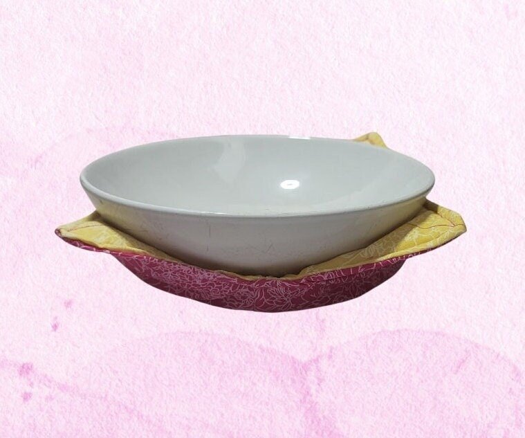 Reversible Floral Bowl Cozy: Eco-Friendly Hot Bowl Holder - KJ Designs