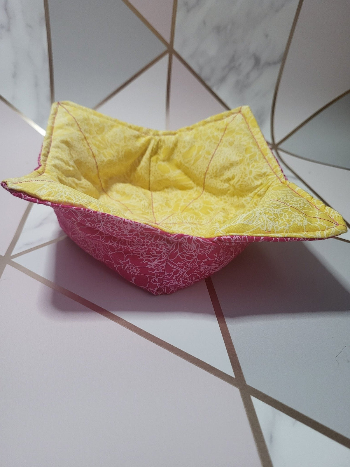 Reversible Floral Bowl Cozy: Eco-Friendly Hot Bowl Holder - KJ Designs
