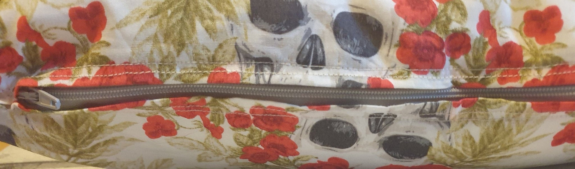 Skull and Roses Cushions: Alternative Halloween Home Decor - KJ Designs