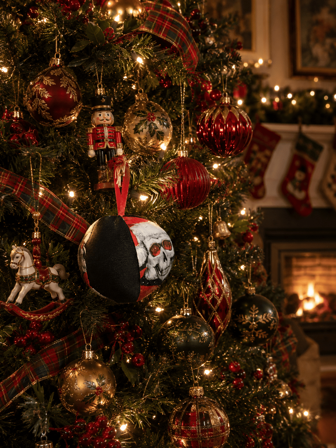 Skull Christmas Bauble – Handmade Alternative Gothic Tree Decoration - KJ Designs