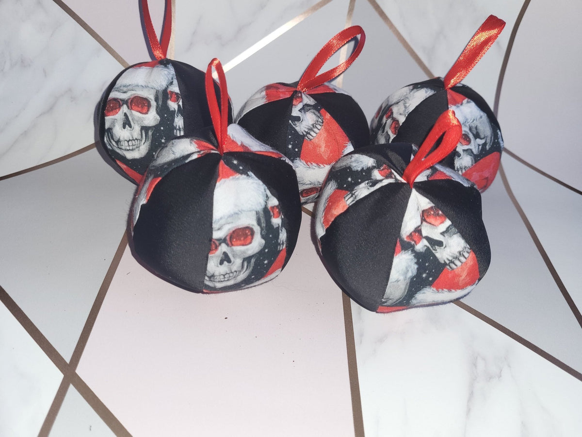 Skull Christmas Bauble – Handmade Alternative Gothic Tree Decoration - KJ Designs