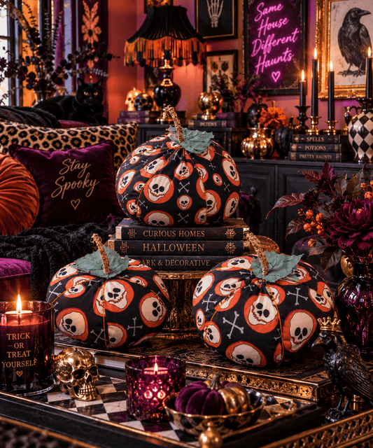 Skull Print Halloween Pumpkins: Spooky Handmade Decor - KJ Designs