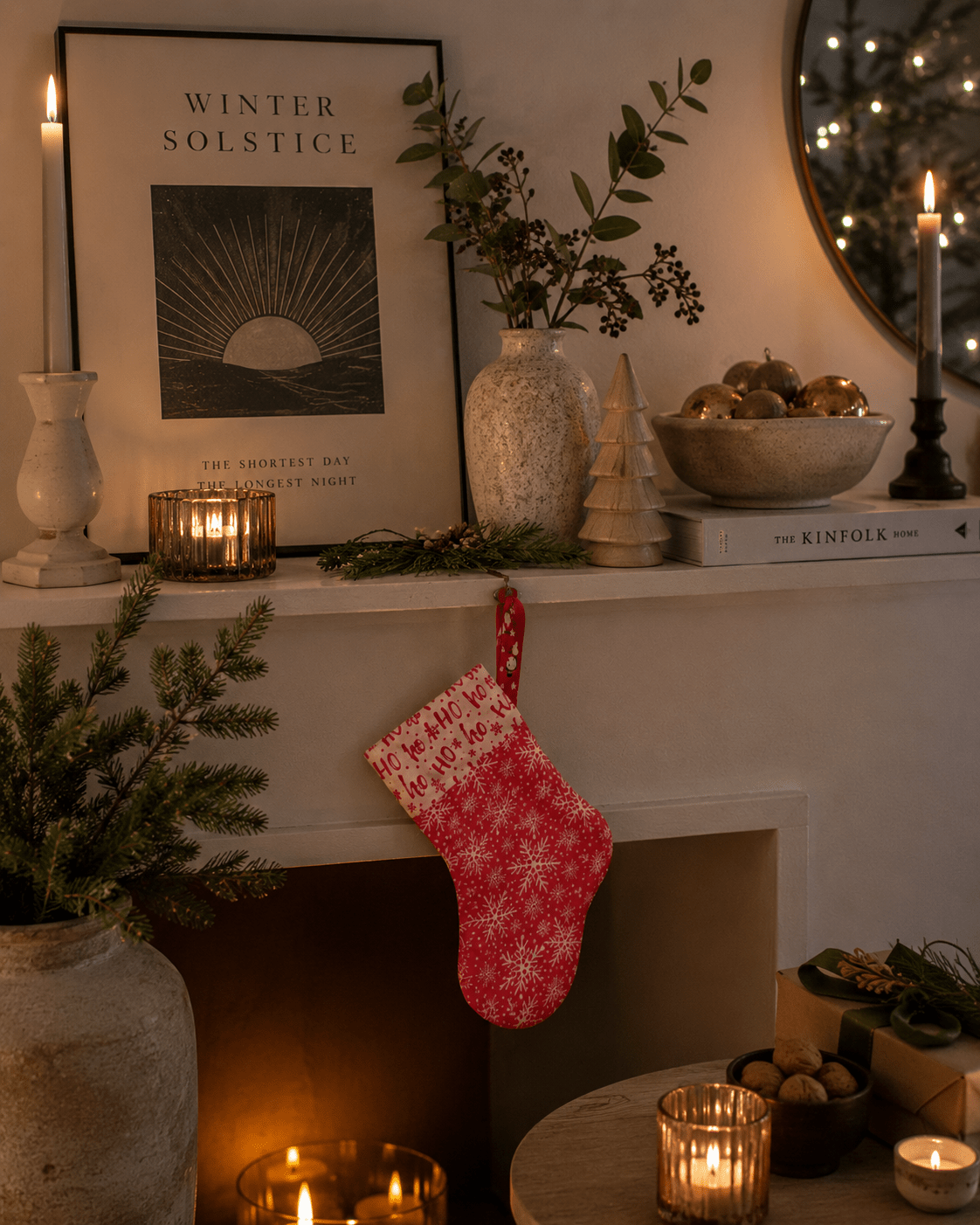 Snowflake Print Christmas Stocking: Red & White Holiday Decor - KJ Designs