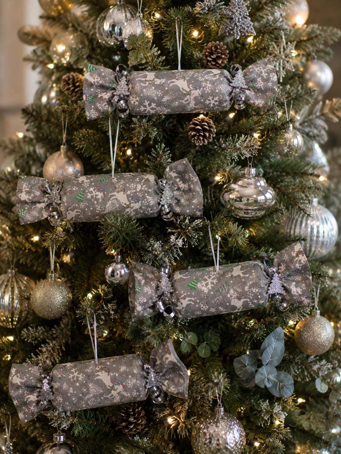 Unicorn Christmas Crackers: Set of 5 Handsewn Fabric Decorations - KJ Designs