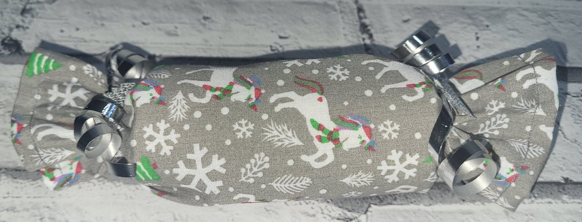 Unicorn Christmas Crackers: Set of 5 Handsewn Fabric Decorations - KJ Designs