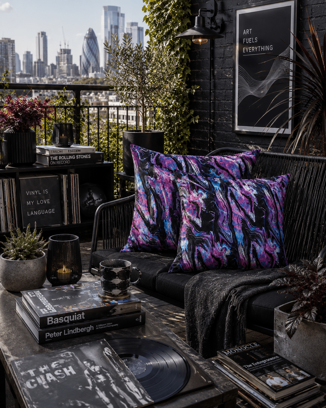 Water-Resistant Marble Print Outdoor Cushions: Stylish Patio Decor (45cm x 35cm) - KJ Designs
