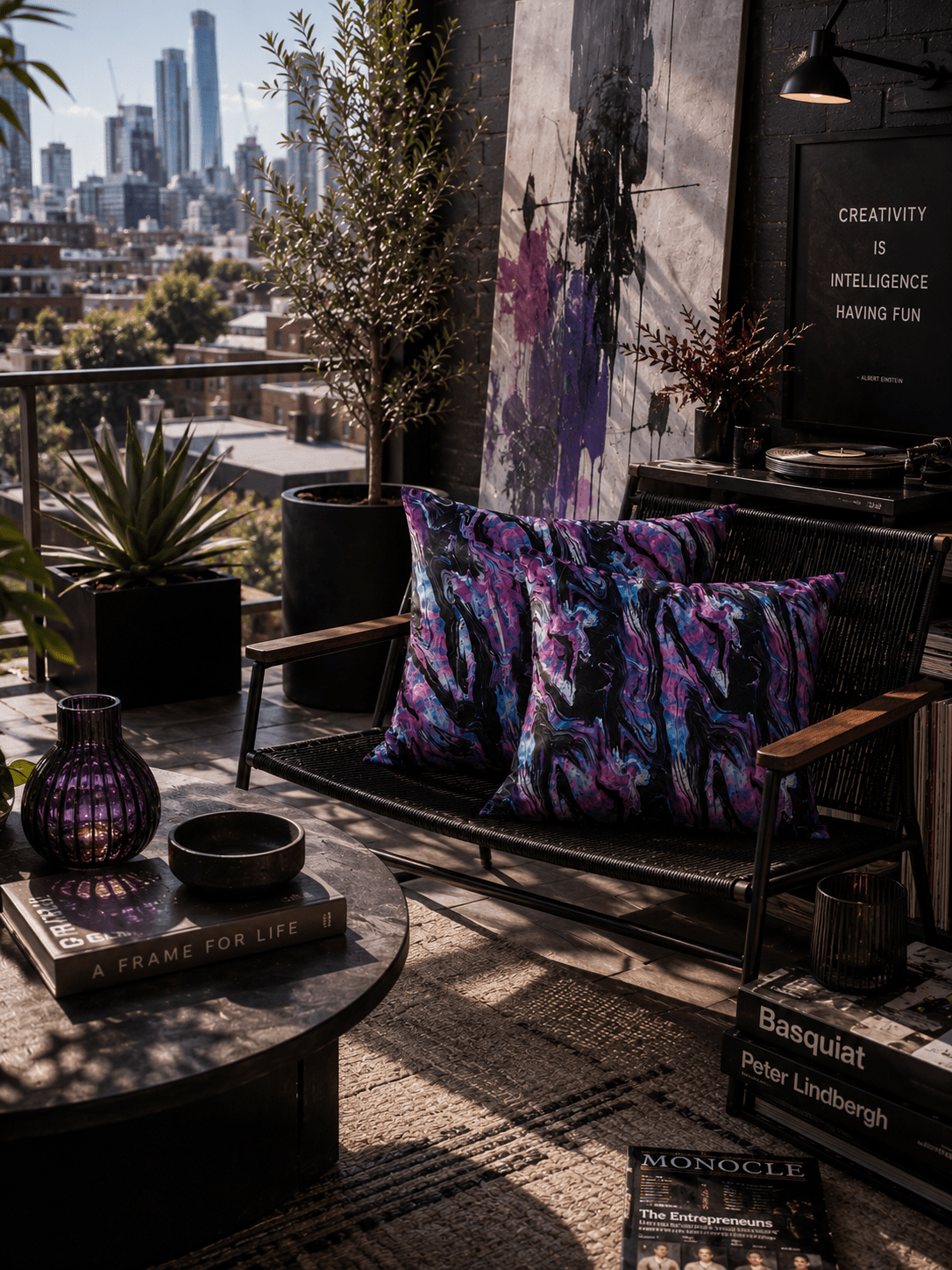 Water-Resistant Marble Print Outdoor Cushions: Stylish Patio Decor (45cm x 35cm) - KJ Designs