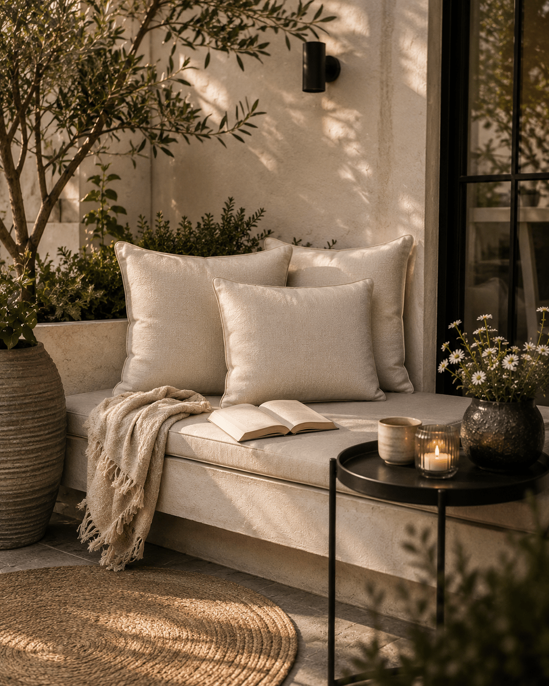 Waterproof Outdoor Cushions: Neutral Beige Garden Pillows (Set of 2) - KJ Designs