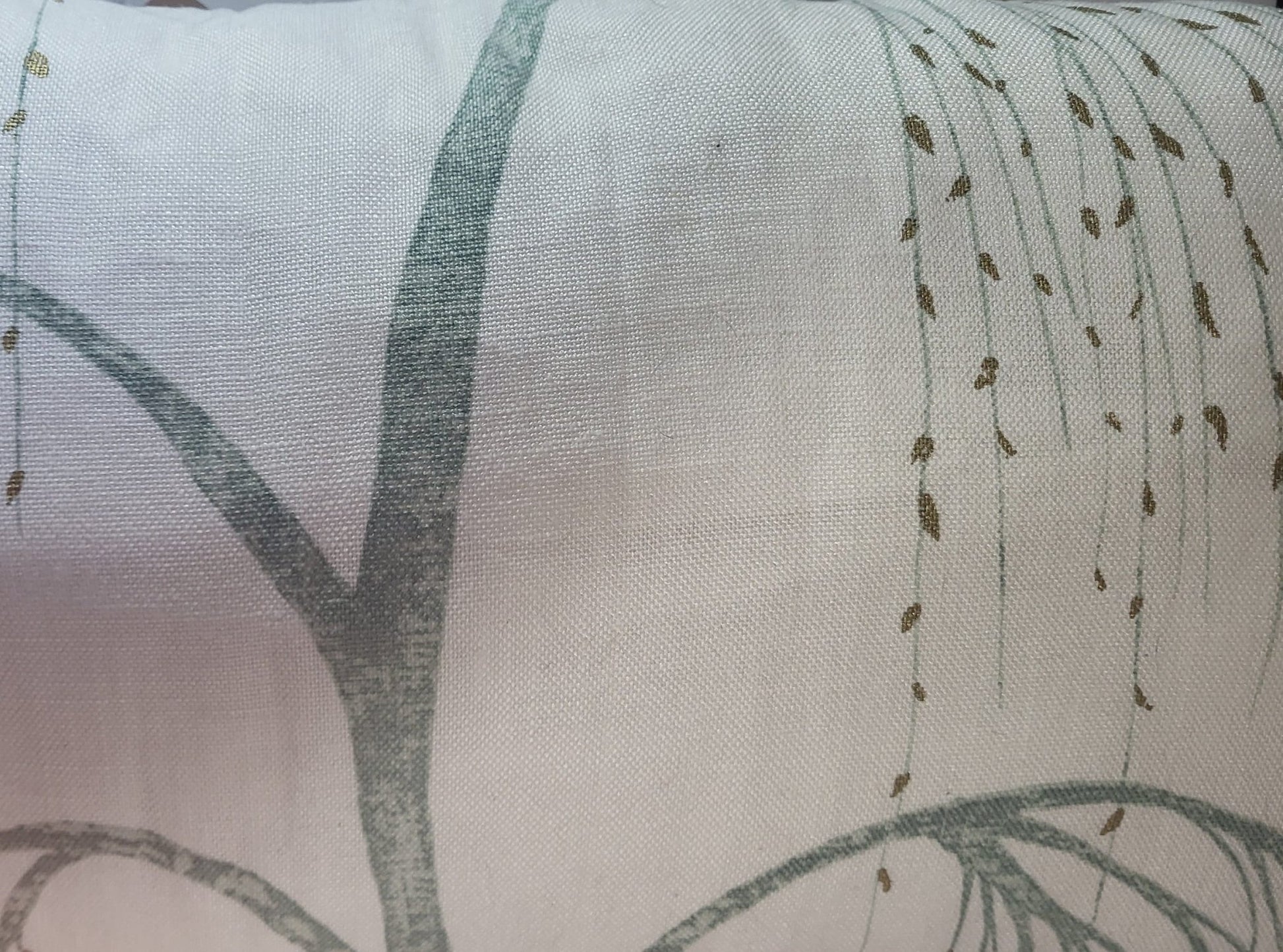 Willow Tree Cotton Cushions: Green and Gold Nature Decor (Set of 2) - KJ Designs